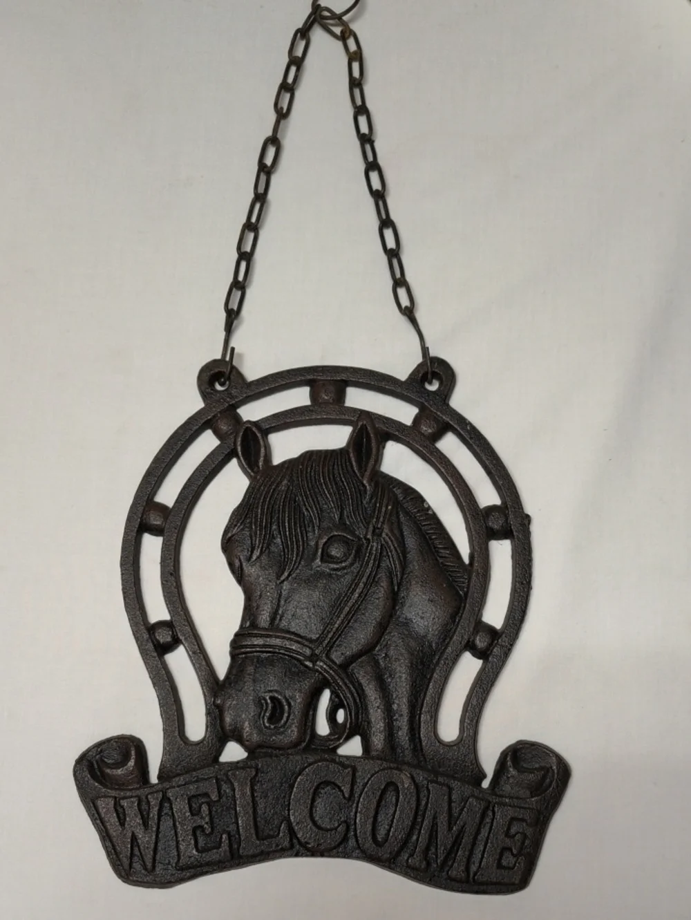 Rustic Western Decor Black Horse 'Welcome' Wall Hanging Heavy Metal